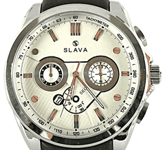 Slava Time Pánské masivní hodinky SLAVA velikost ciferníku 49 mm ve stříbrném pouzdře SLAVA 10093