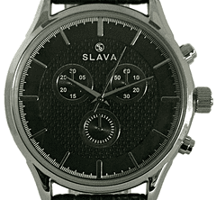 Slava Time Pánské elegantní hodinky SLAVA s černým ciferníkem SLAVA 10145