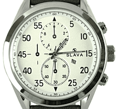 Slava Time Pánské masivní hodinky SLAVA ciferník 50 mm s bílým ciferníkem SLAVA 10092