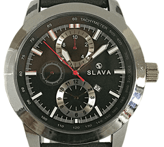 Slava Time Pánské masivní hodinky SLAVA s černým ciferníkem SLAVA 10083