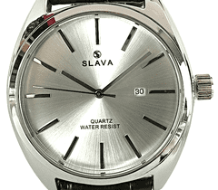 Slava Time Pánské černo-stříbrné elegantní hodinky SLAVA 10071