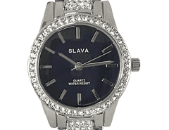 Slava Time Dámské stříbrné hodinky SLAVA s kamínky Swarovski na řemínku SLAVA 10065