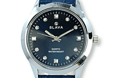 Slava Time Dámské modré hodinky SLAVA s kamínky SLAVA 10166