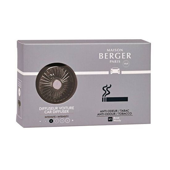 Maison Berger Paris Dárková sada difuzér do auta černý + náplň Antiodour tabák