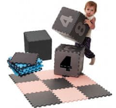 BabyDan Hrací podložka puzzle Grey s čísly 90x90 cm