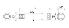 YATO Nástavec 1/2" rázový prodlužovací 125 mm CrMo