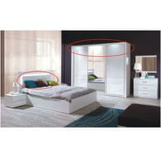 ATAN Ložnicový komplet ASIENA (skříň+postel 160x200+2 x noční stolek) - bílá / vysoký bílý lesk HG