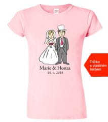 Hobbytriko Svatební tričko pro nevěstu - Novomanželé Barva: Růžová (30), Velikost: S