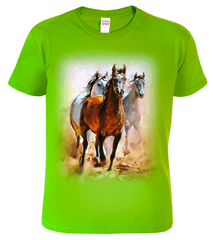 Hobbytriko Dětské tričko s koněm - Malované koně Barva: Apple Green (92), Velikost: 4 roky / 110 cm
