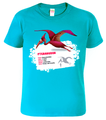 Hobbytriko Dětské tričko s dinosaurem - Pteranodon Barva: Tyrkysová (44), Velikost: 10 let / 146 cm