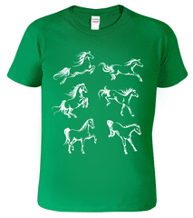 Hobbytriko Dětské tričko s koněm - Koně Barva: Středně zelená (16), Velikost: 8 let / 134 cm