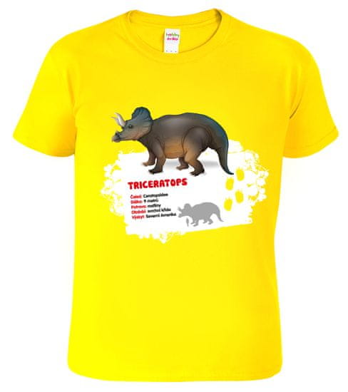Hobbytriko Dětské tričko s dinosaurem - Triceraptos Barva: Žlutá (04), Velikost: 6 let / 122 cm