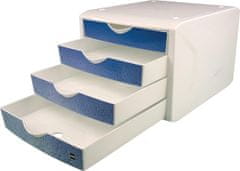 Helit Zásuvkový box "Chameleon", 4 zásuvky, bílo-modrá, plast