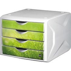 Helit Zásuvkový box "Chameleon", 4 zásuvky, bílo-zelená, plast