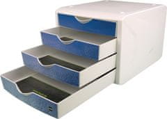 Helit Zásuvkový box "Chameleon", 4 zásuvky, bílo-modrá, plast