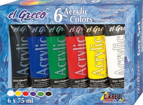 KREUL Sada Akrylová barva "EL GRECO", 6 barev, 75 ml v tubě