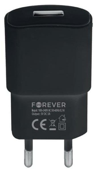 Forever Nabíječka do sítě USB 3A QC3.0 TC-01 GSM101953, černá
