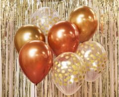 Sada latexových balónků - chromovaná růžovozlatá / rosegold - 7 ks - 30 cm