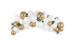 Sada balónků na dekorativní balónkovou girlandu v bílo-zlaté barvě - 200 cm - 60 ks