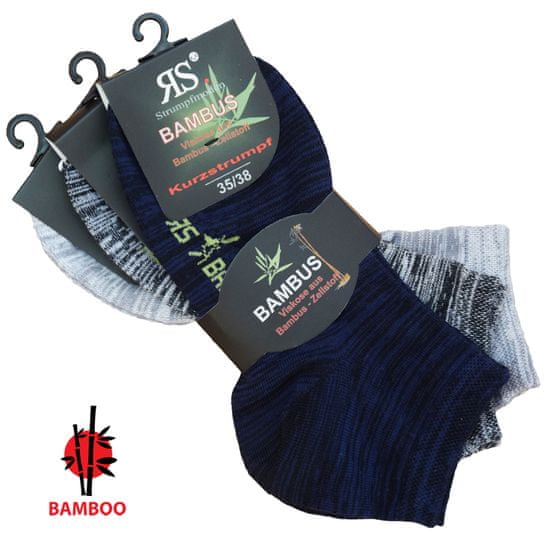 RS unisex bambusové melírované kotníkové ponožky s bavlnou 43066 3-pack