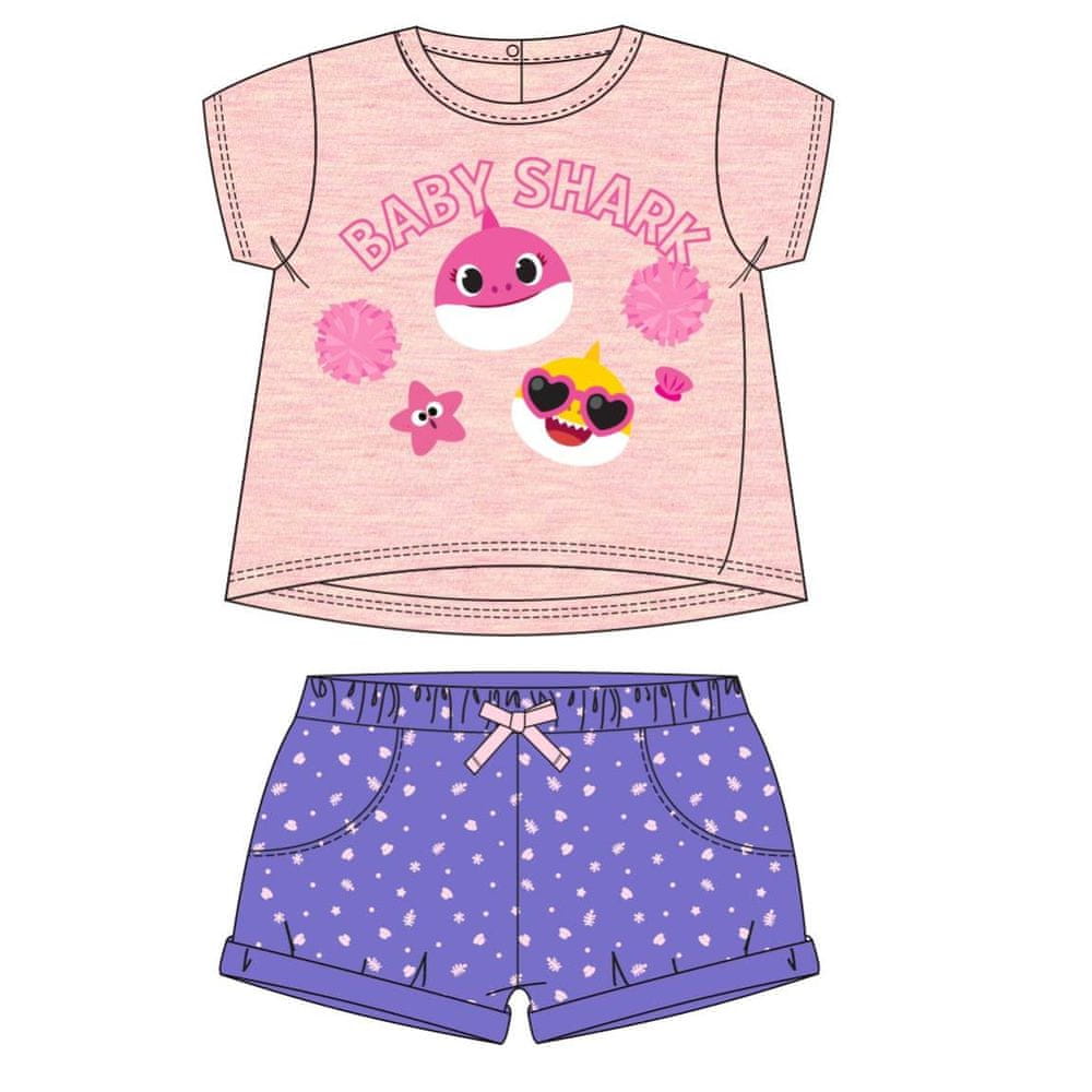Disney dívčí set tričko a kraťasy Baby Shark 2200006961 80 růžová