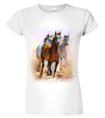 Hobbytriko Dámské tričko s koněm - Malované koně Barva: Světle šedý melír (03), Velikost: S