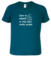 Hobbytriko Vtipné tričko pro tátu - Jsem to nejlepší co moji ženu mohlo potkat Barva: Námořní modrá (02), Velikost: S
