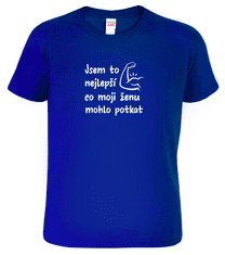 Hobbytriko Vtipné tričko pro tátu - Jsem to nejlepší co moji ženu mohlo potkat Barva: Námořní modrá (02), Velikost: S