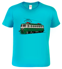 Hobbytriko Dětské tričko s vlakem - Barevná lokomotiva BOBINA Barva: Tyrkysová (44), Velikost: 12 let / 158 cm