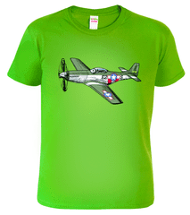 Hobbytriko Dětské tričko s letadlem - P-51 Mustang Barva: Apple Green (92), Velikost: 4 roky / 110 cm