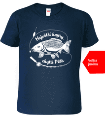 Hobbytriko Dětské rybářské tričko - Největší kapry chytá Barva: Námořní modrá (02), Velikost: 8 let / 134 cm