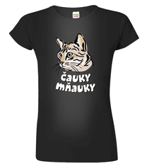 Hobbytriko Dámské tričko s kočkou - Čauky mňauky Barva: Černá (01), Velikost: S