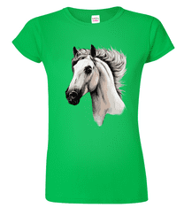 Hobbytriko Dámské tričko s koněm - Bělouš Barva: Apple Green (92), Velikost: S