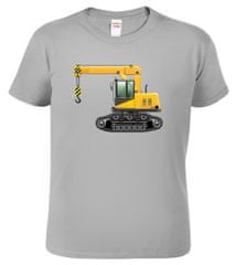 Hobbytriko Dětské tričko s bagrem - Jeřáb Barva: Světle šedý melír (03), Velikost: 10 let / 146 cm