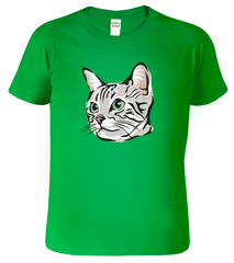 Hobbytriko Dětské tričko s kočkou - Zelenoočka Barva: Středně zelená (16), Velikost: 4 roky / 110 cm
