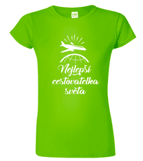 Hobbytriko Cestovatelské tričko - Nejlepší cestovatelka světa Barva: Apple Green (92), Velikost: M