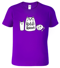 Hobbytriko Dětské tričko s kočkou - Kočičí rodina Barva: Malinová (63), Velikost: 4 roky / 110 cm