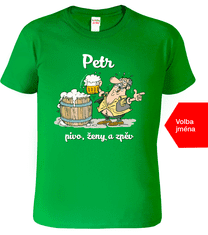 Hobbytriko Pivní tričko se jménem - Pivo, ženy a zpěv Barva: Apple Green (92), Velikost: S
