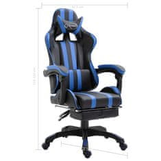 Greatstore Herní židle s podnožkou modrá umělá kůže