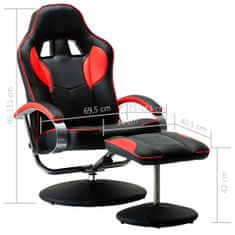 Greatstore Sportovní polohovací židle s podnožkou červená umělá kůže