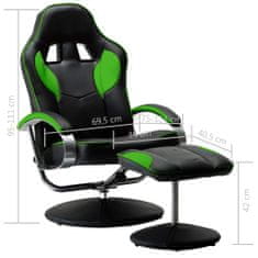 Greatstore Sportovní polohovací židle s podnožkou zelená umělá kůže