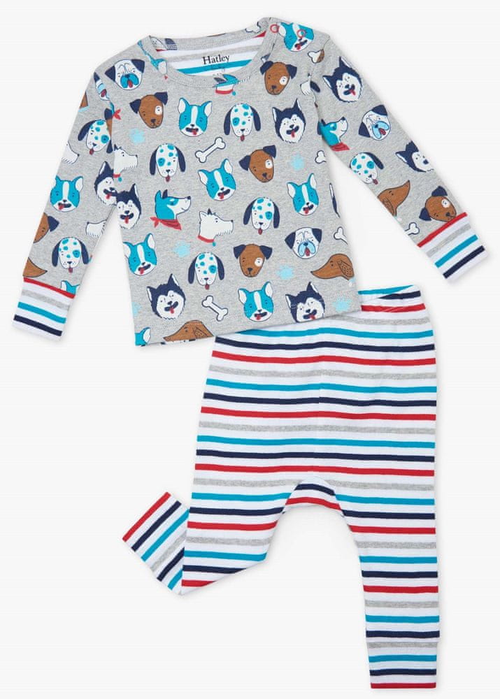 Hatley chlapecké pyžamo z organické bavlny Cute Pups S21BPI1253 79-84 šedá