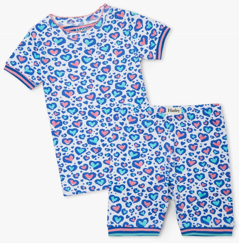 Hatley dívčí pyžamo z organické bavlny Cheetah Hearts S21CHK2170 104 bílá