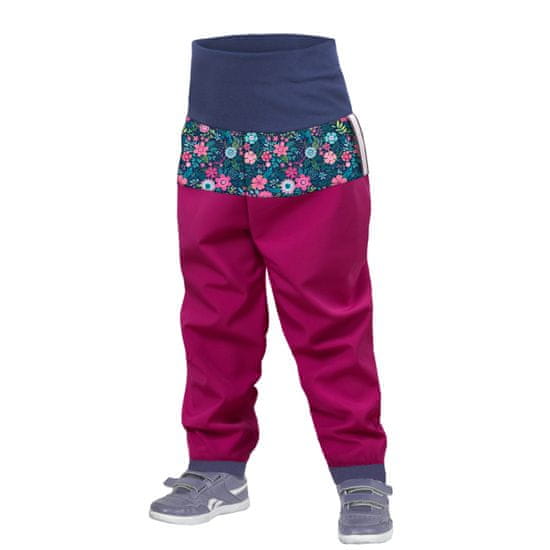 Unuo dívčí batolecí softshellové kalhoty bez zateplení Květinky