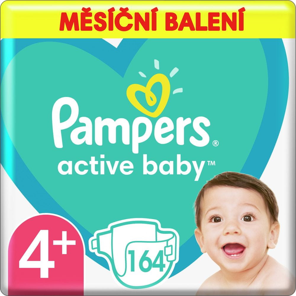 Pampers Active Baby Plenky Velikost 4+ 164 ks, 10kg-15kg