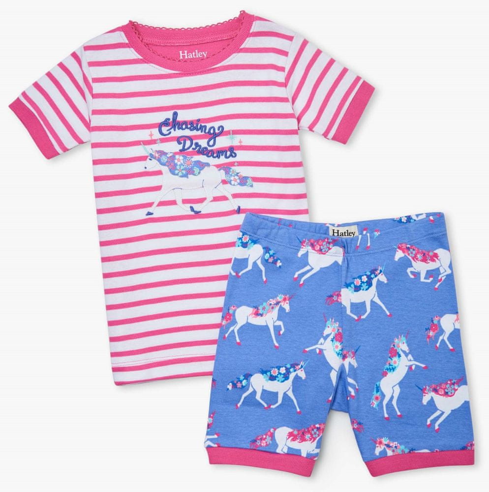 Hatley dívčí pyžamo z organické bavlny Dreamy Unicorns S21UGK217 104 růžová
