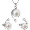 Luxusní stříbrná souprava s pravými perlami Pavona 29031.1 (náušnice, řetízek, přívěsek)