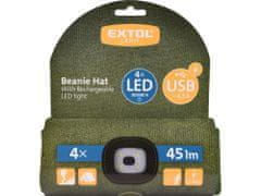 Extol Light čepice s čelovkou 45lm, nabíjecí, USB, tmavě zelená