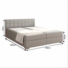 ATAN Boxpringová postel FERATA KOMFORT 160x200 - světle šedá