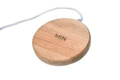 Bezdrátová nabíječka MIN PAD - Dubové dřevo a bílý kabel